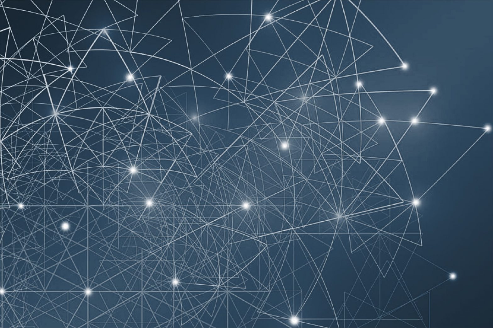White web pattern on a blue background indicating the firm's work in outsourcing such as outsourced regulations.