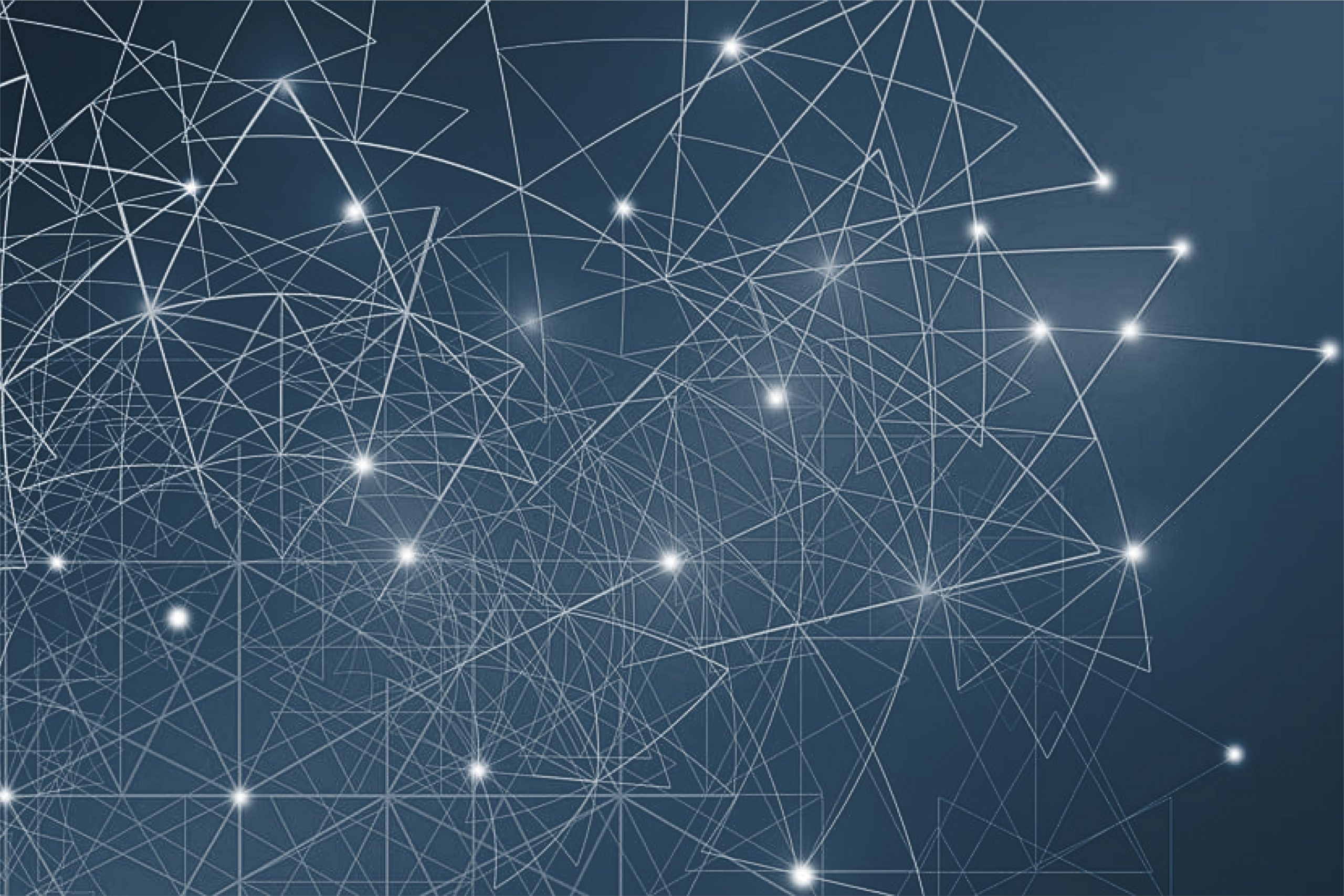 White web pattern on a blue background indicating the firm's work in outsourcing such as outsourced regulations.