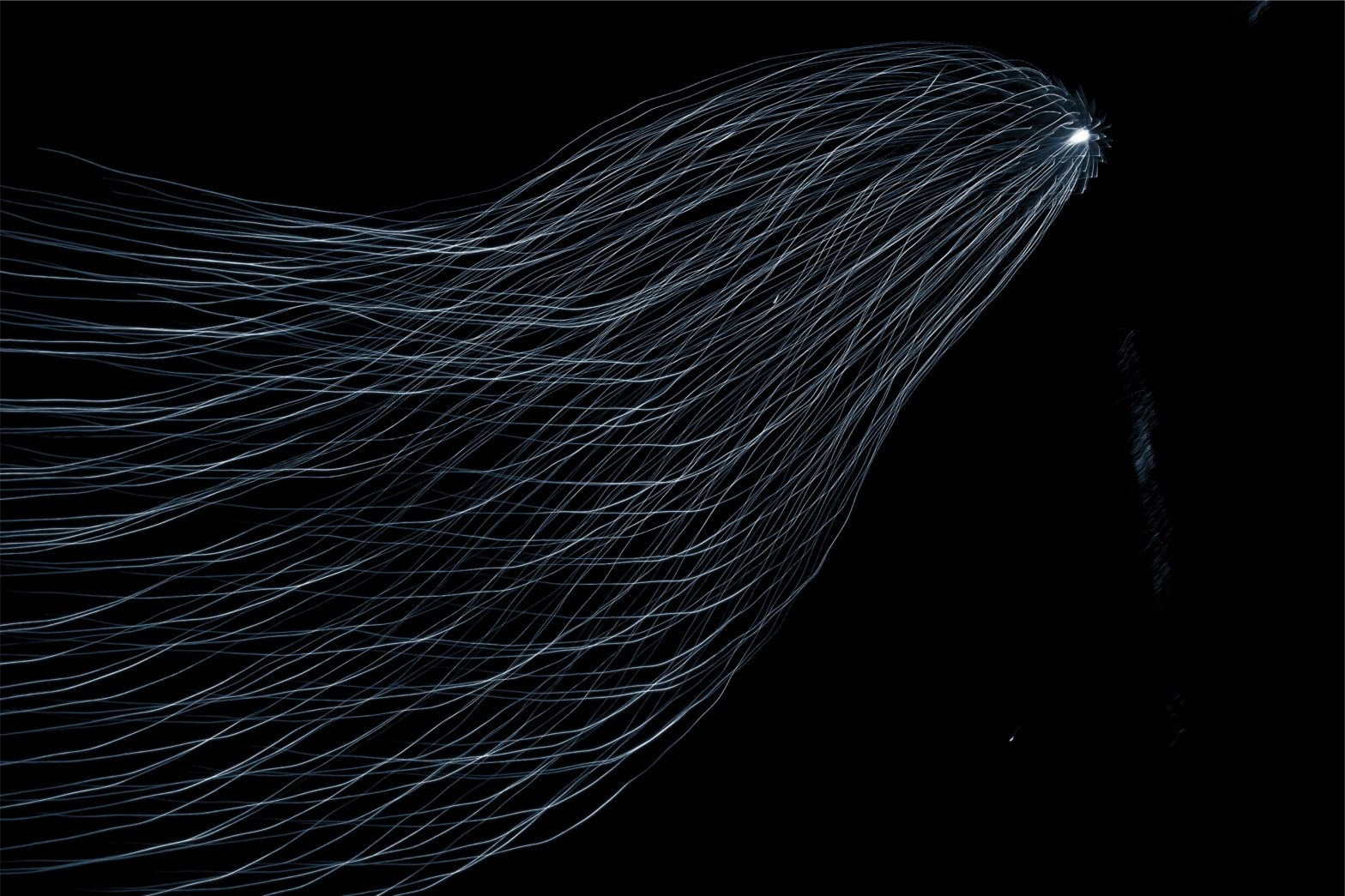 Streak of white patterns on a dark blue background indicating the firm's work in digital media legal services